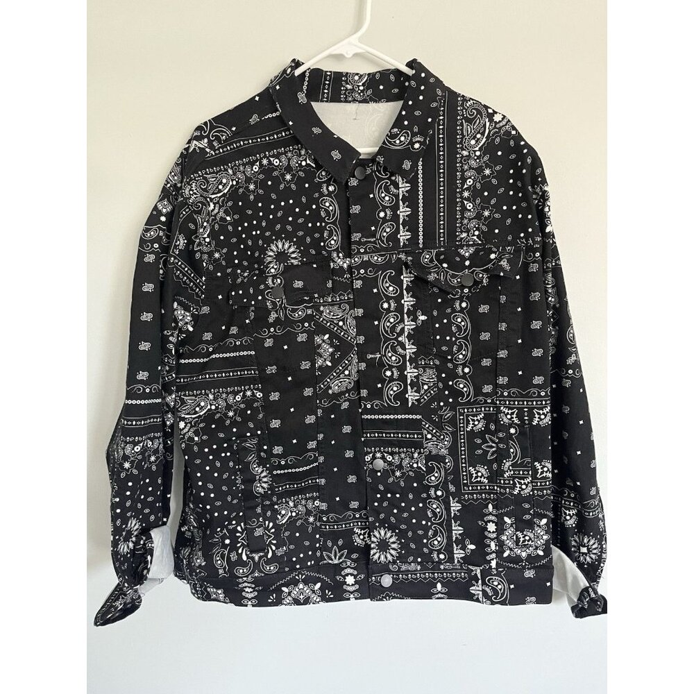 Men’s Fashion Nova Black White Bandana Xl Jacket